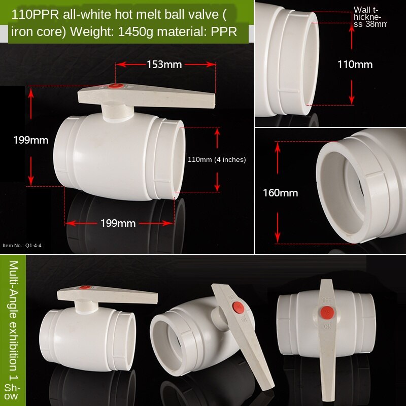 1/2 IN-20 3/4 IN-25 1 inch-32PPR melt ball valve wire wire ball valve live ball valve switch accessories thickened: 110PPR Hot melt ball