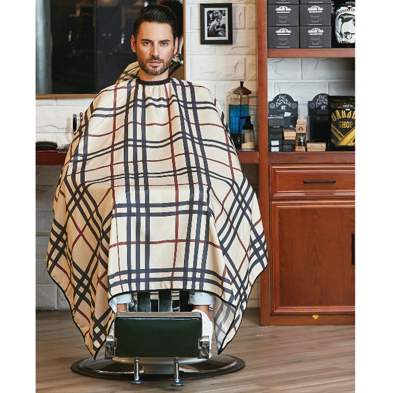 Barber Shop Accessories Retro Haircut Cover Cloth Static-free Hair Salon Equipment Barber Cape: Beige