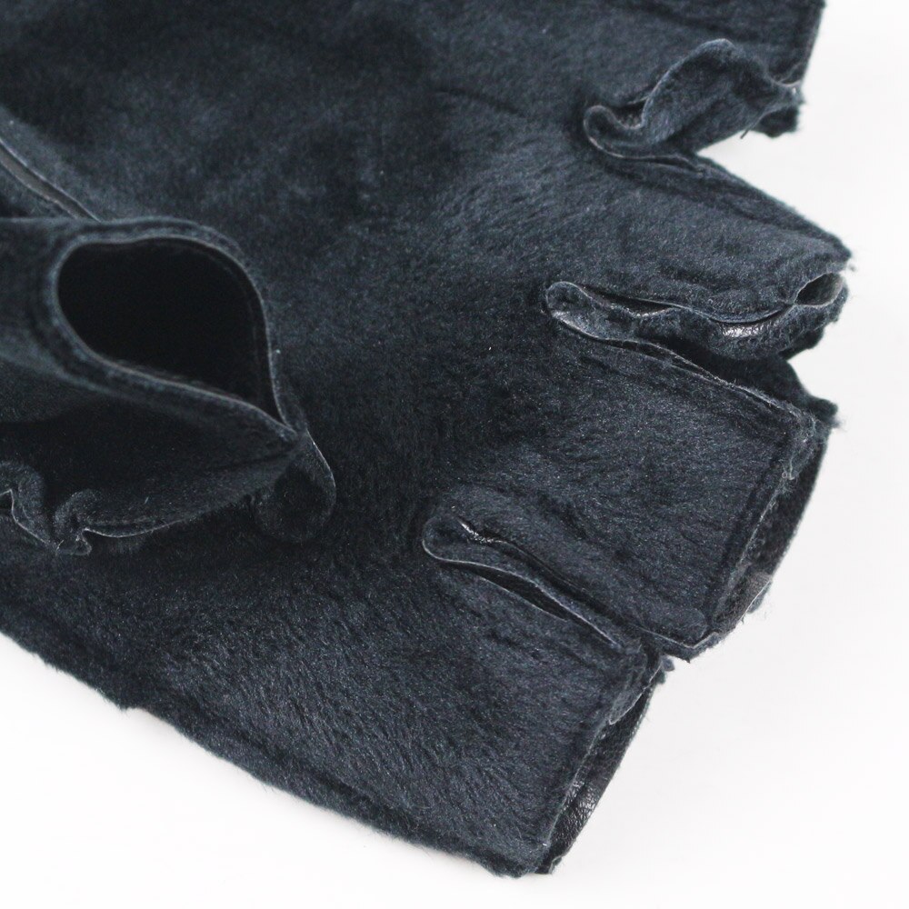 Unisex Black PU Leather Fingerless Gloves Solid – Grandado