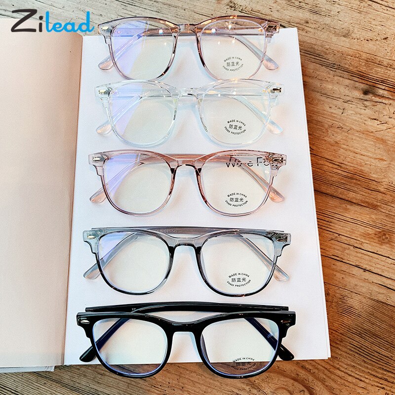 Zilead Retro Ronde Anti-Blauwe Glazen Mode Comfortabele Leesbril Transparante Frames Computer Brillen Geen Doos