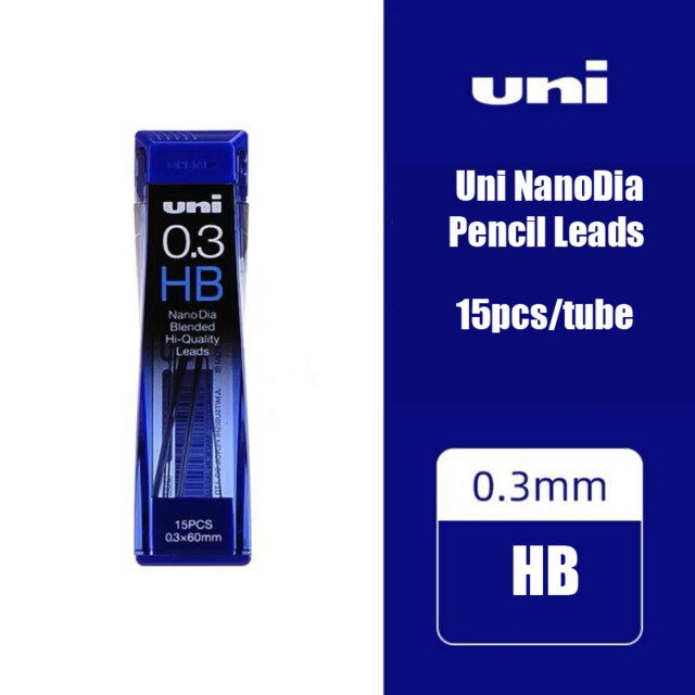 1tube/lot Uni Nano Dia 0.5-202ND Mechanical Pencil Led 0.3/0.5/0.7/0.9mm HB/2B School Student Office: 0.3 HB 15pcs