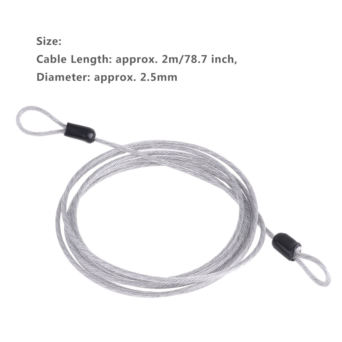 Pack of 2 Lightweight Security Safety Cable Luggage Lock Safety Wire with Braided Steel Coated Double Loop