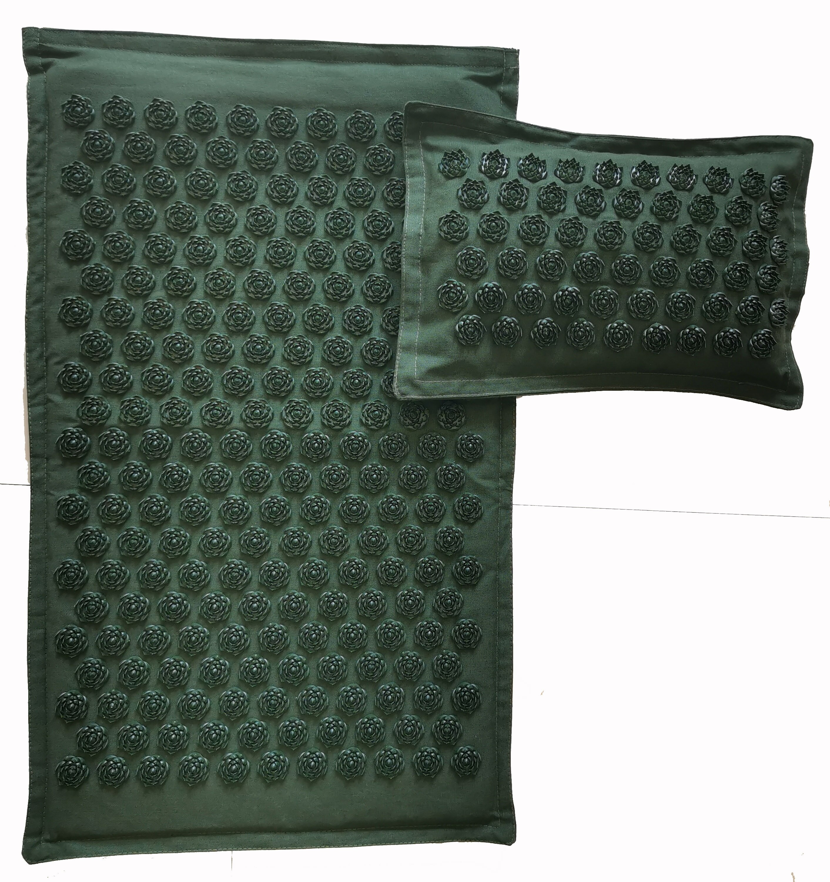 Estera de acupresión con punta de loto, cojín de lino natural, palma de coco, cuello trasero, masaje de pies para interior, almohada de Fitness para gimnasio en casa: 2pcs Army green