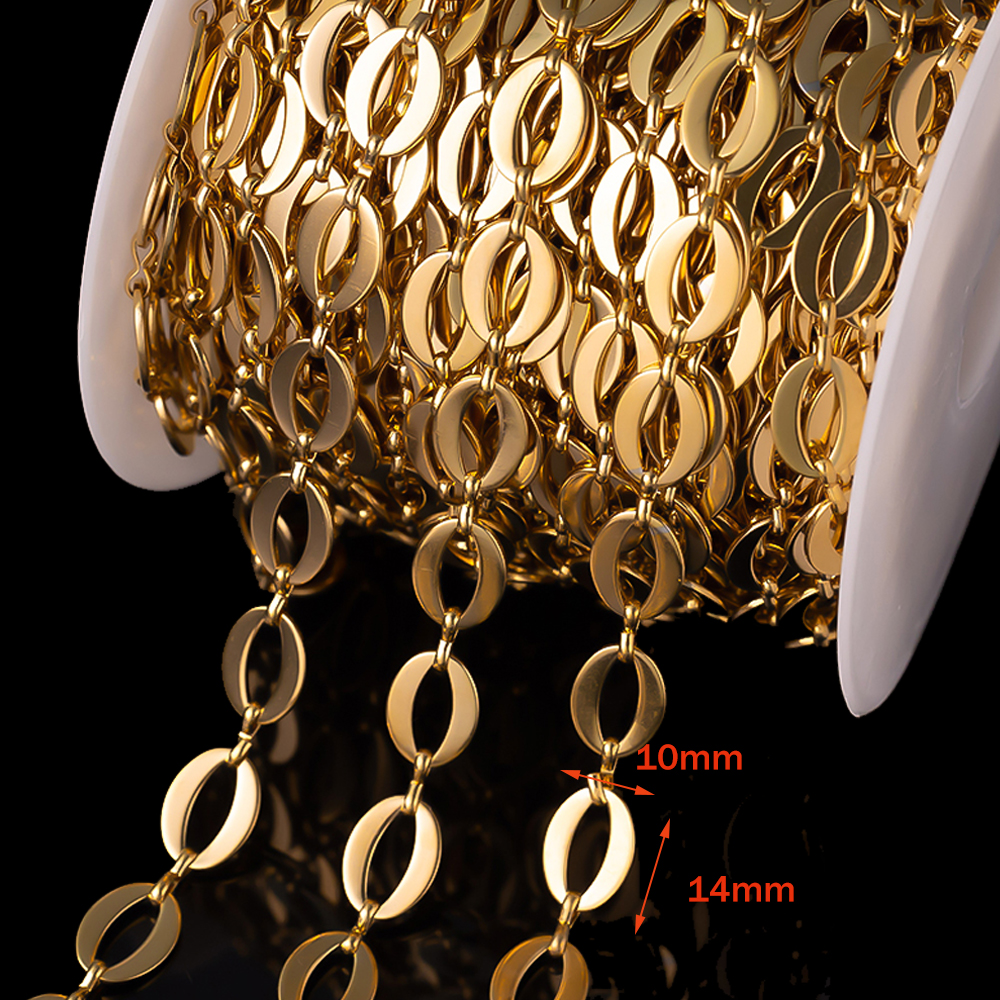 Cadenas de eslabones Shpae ovaladas huecas de acero inoxidable, 1 metro, DIY, collar, pulsera, suministros de joyería, materiales, accesorios de piezas decorativas: Blanco