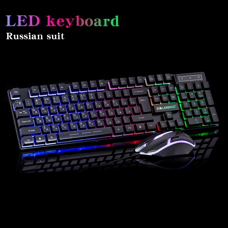 Wired USB Luminous Office Typing Game Russian Keyboard Game Desktop Computer Notebook Home Keyboard Set