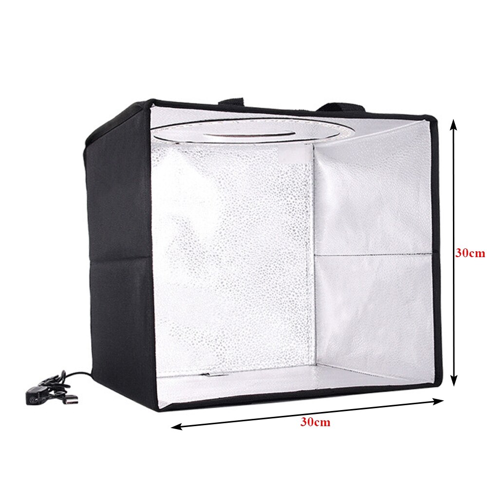 30x30cm Folding Lightbox Adjustable Brightness Portable Ring LED Photography Lighting Softbox Shooting Tent Box Kit 6 Backdrops: 30cm