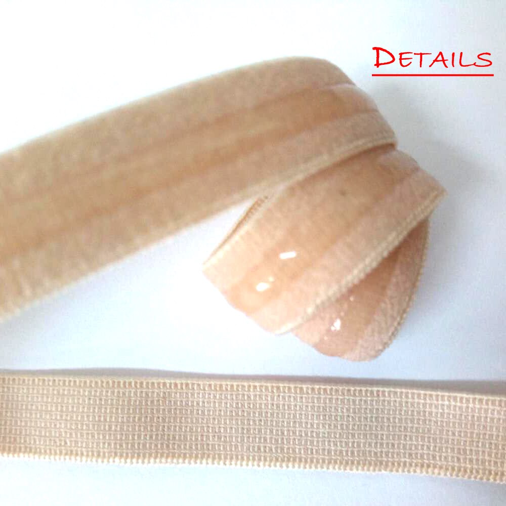 3/8 inch beige Silicone Backed Gripper Elastic crafting & sewing webbing for bra lingerie gowns prom dress girdle