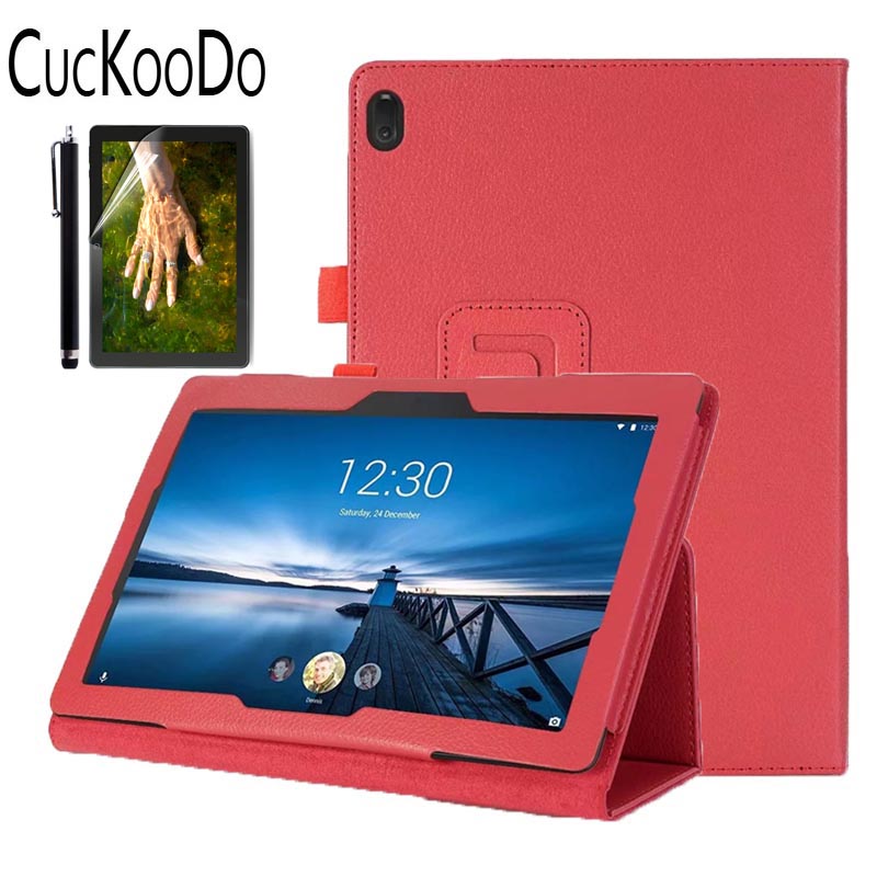 Étui socle pliable en cuir PU pour Lenovo TAB E10 TB-X104F 10.1 pouces tablette libération: Red.3in1