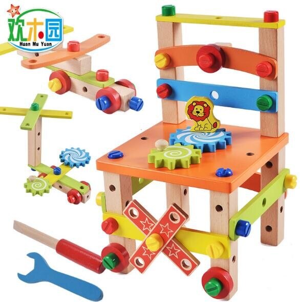 Children's chairs building blocks nut combination disassembly assembling toys Early Learning Toys for kids