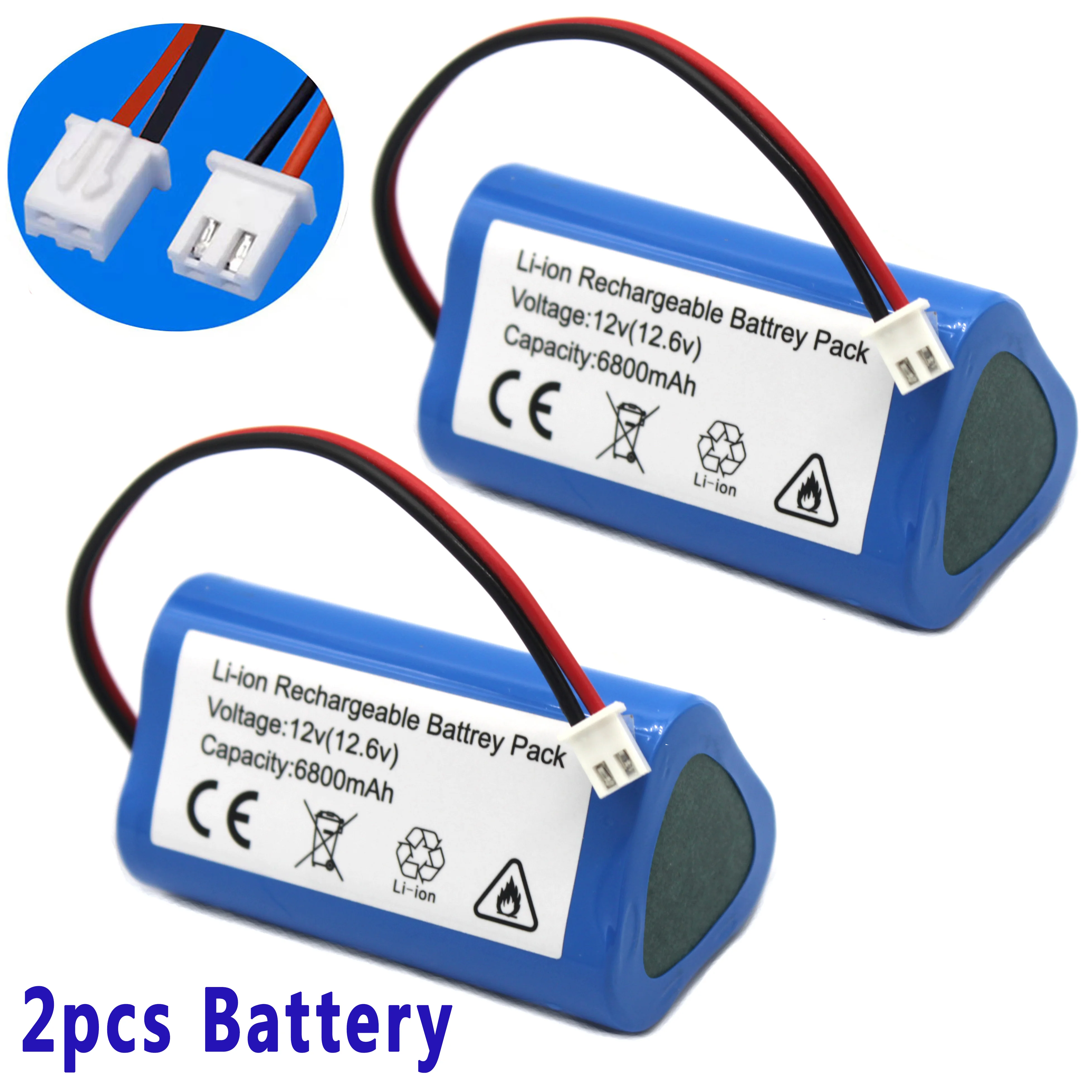 100% New.12V. 3a. 18650 Paquete de bateria de litio muslim. 6800mAh construido en BMS.Bluetooth altavoz linterna.GPS.fascia arma.: Blu