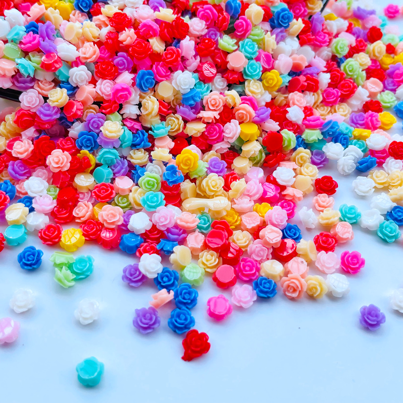 100 Stuks 5mm Kawaii Leuke Gemengde Bloemen Plat Hars Cabochons Scrapbooking DIY Sieraden Ambachtelijke Decoratie Accessorie A41