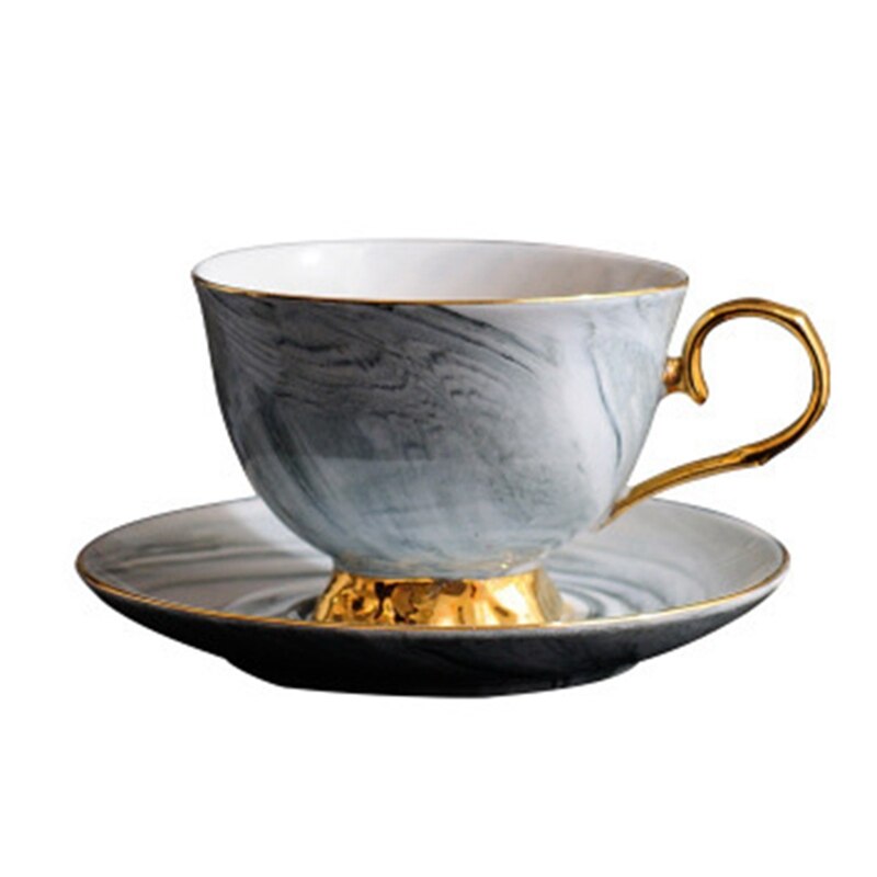 Marble Phnom Penh Ceramic Coffee Cup and Saucer Set Afternoon Tea Cup Lovers: Gray