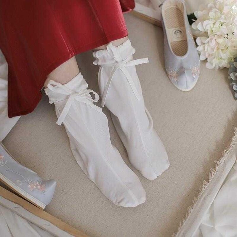 Unisex Cotton White Hanfu Cosplay Socks Chinese Ancient History Socks Princess Warrior Kungfu Accessories: S
