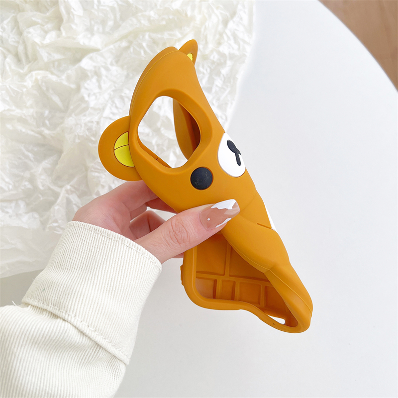 Coque de téléphone ours Rilakkuma, dessin animé 3D mignon, en Silicone souple, pour iPhone 16 promax 15 14 13 12 11 Pro Max Xs XR 6 7 8 Plus SE
