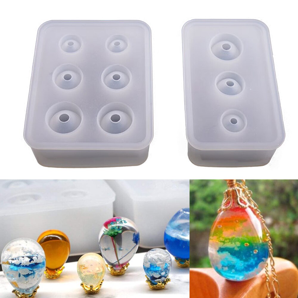 1 stück ovale kugelperlen mit loch, silikonform, diy-schmuckherstellung, epoxidharzform, handgefertigter schmuck, anhänger, accessoires, bastelarbeiten