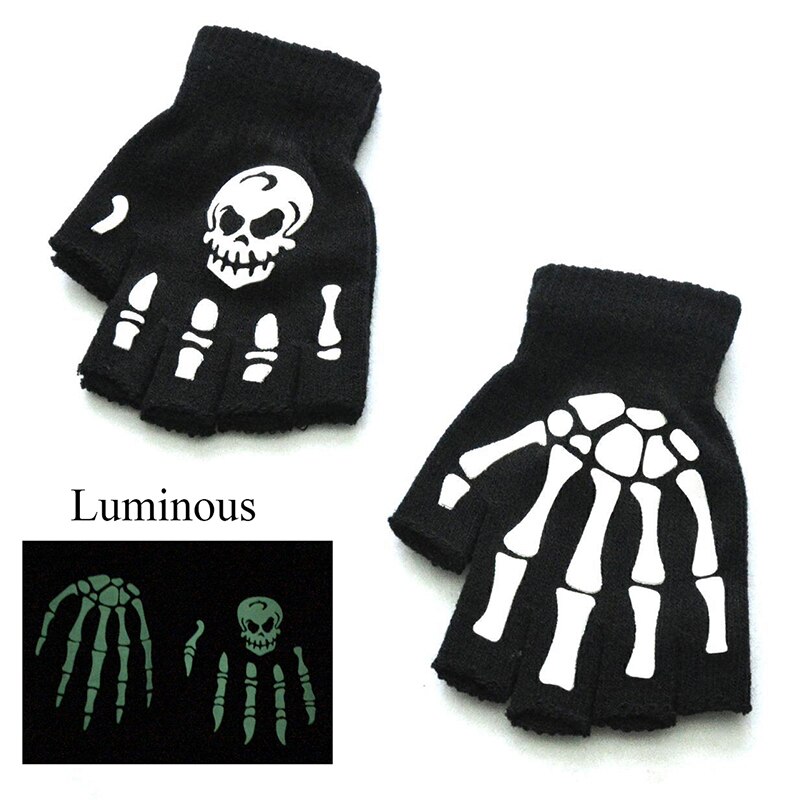 Halloween-stijl handschoenen horror schedel klauw bot skelet halve handschoenen nieuwigheid unisex wanten handschoenen winter handwarmer