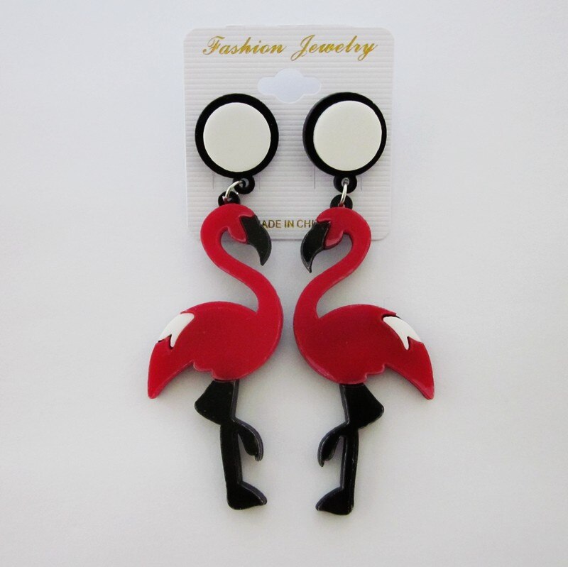 Mode Grote Acryl Flamingo Oorbellen Voor Vrouwen Meisje Punk Vogels Dangle Lange Oorbellen Vrouwelijke Brincos Partij Sieraden