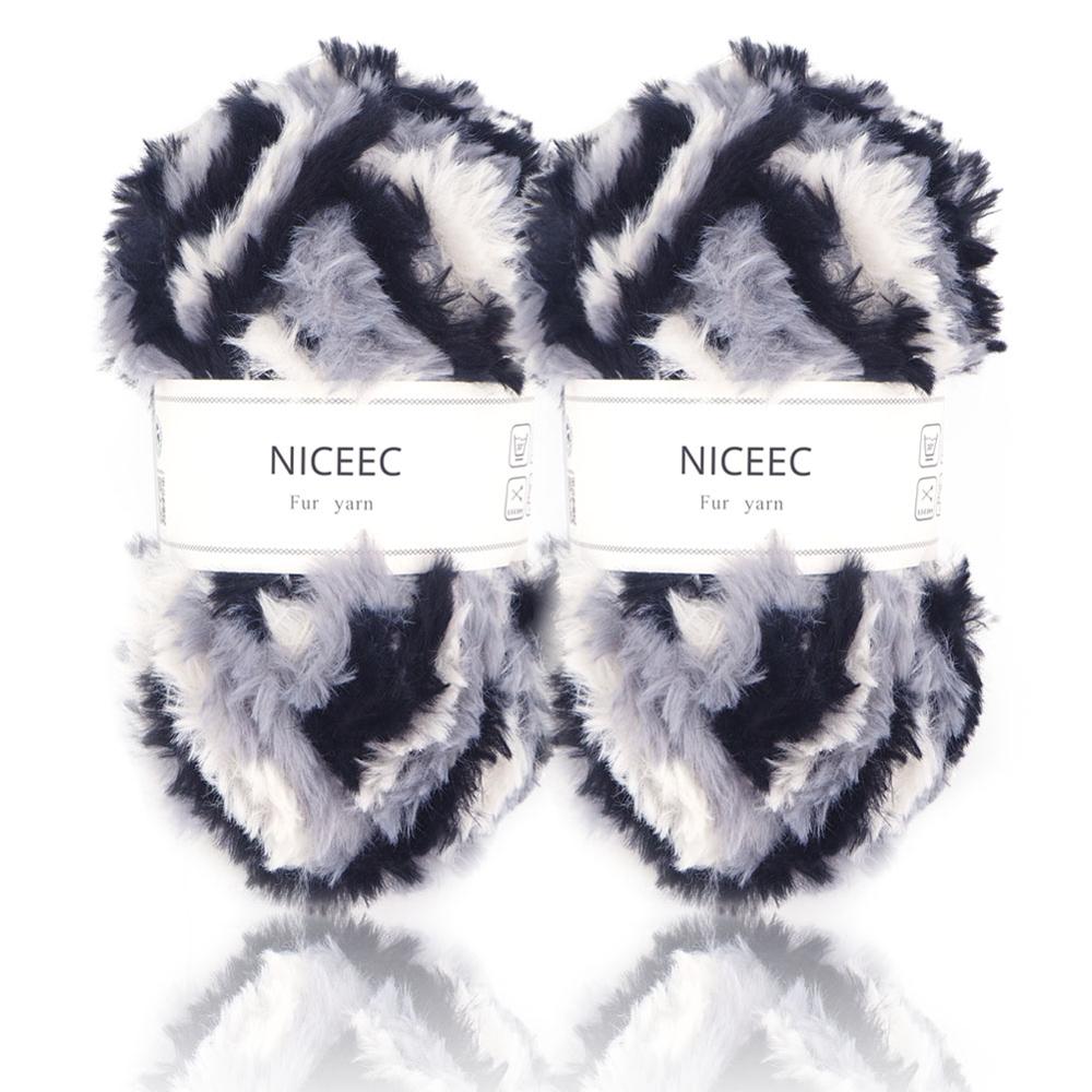 Niceec 2 Strengen Super Soft Bont Garen Chunky Pluizige Faux Fur Garen Wimper Garen Voor Haak Knit-Totale Lengte 2 × 32 M (2 × 35yds,50G × 2): 607
