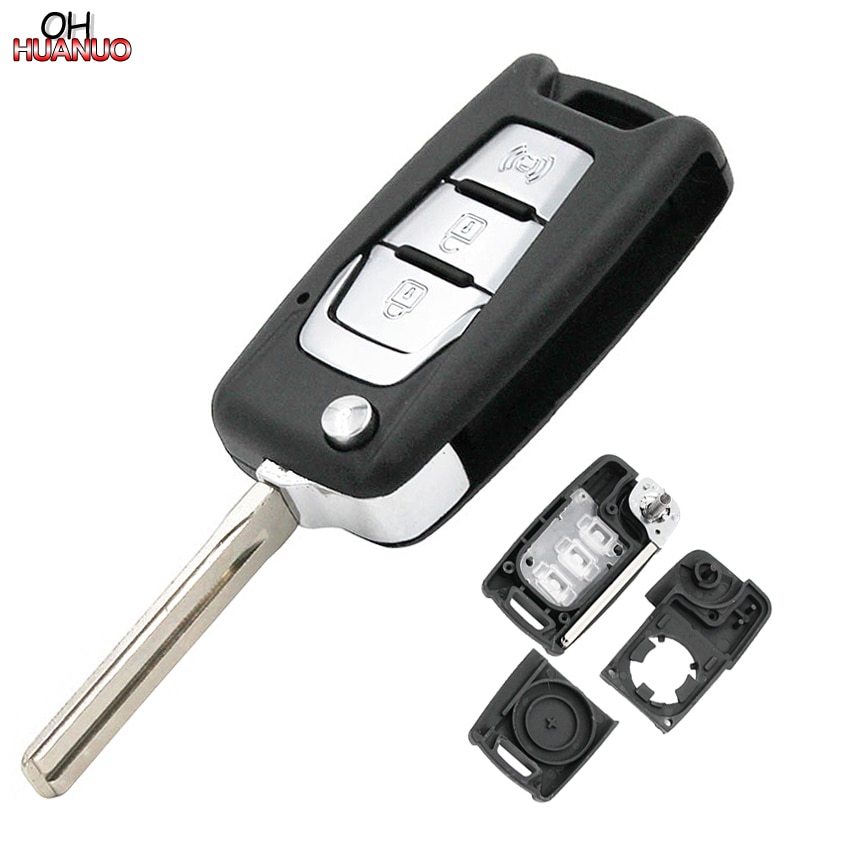 3 knoppen Smart Key Shell Case Fob Modified Flip Remote Key Shell voor Ssangyong
