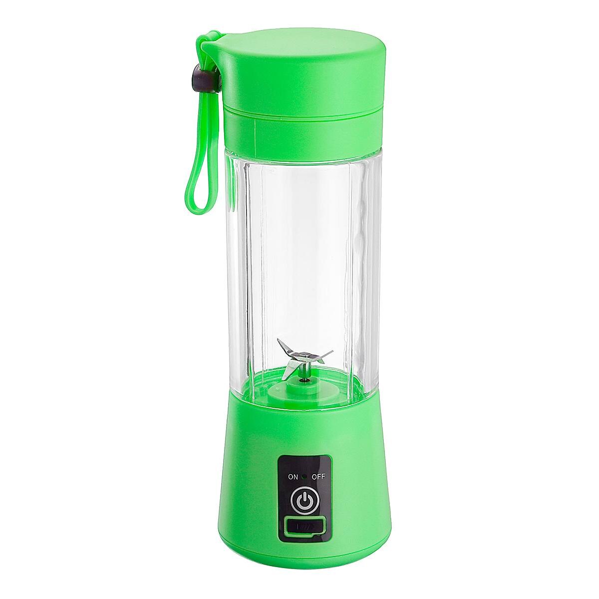 Portable Electric USB Rechargeable Juicer Cup 2 Blades Handheld Bottle Fruit Vegetable Juicer Blender Squeezer Reamer Machine: Light Green
