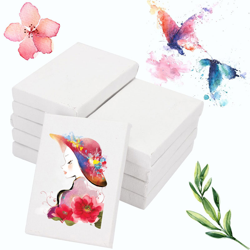 10Pcs/set 5x7cm Mini Stretched Artists Canvas Art Drawing Board Blank Canvas Painting Acrylic Oil Paint DIY Craft Supply