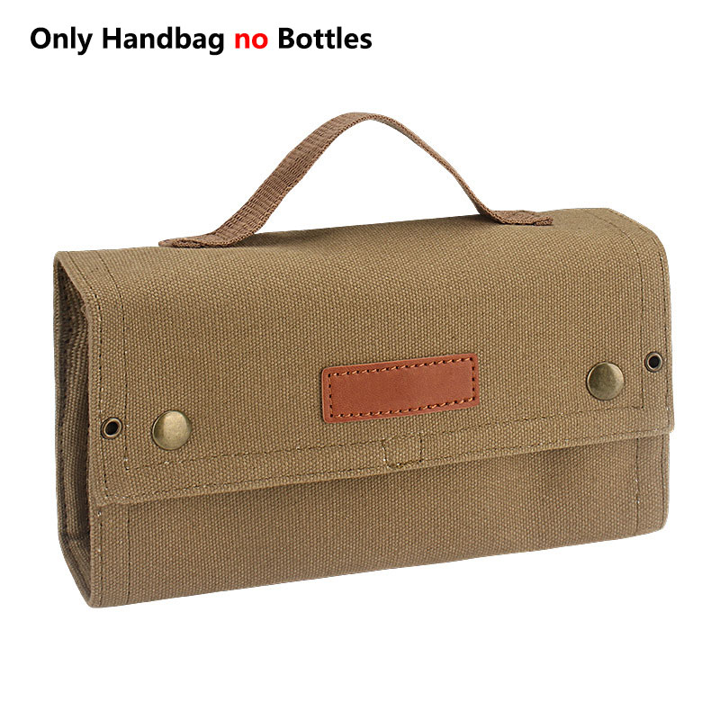 Outdoor Camping Spice Bottle Storage Bags Canvas Foldable Portable BBQ Picnic Seasoning Bottles Handbag Cruet Organizer Holder: Silver