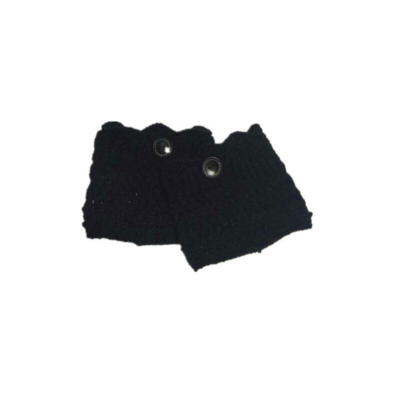 Calentadores de piernas de Invierno para mujer, botas de punto de ganchillo, puños, botas cortas elásticas, calcetines negros, botas cálidas informales de , 2 piezas
