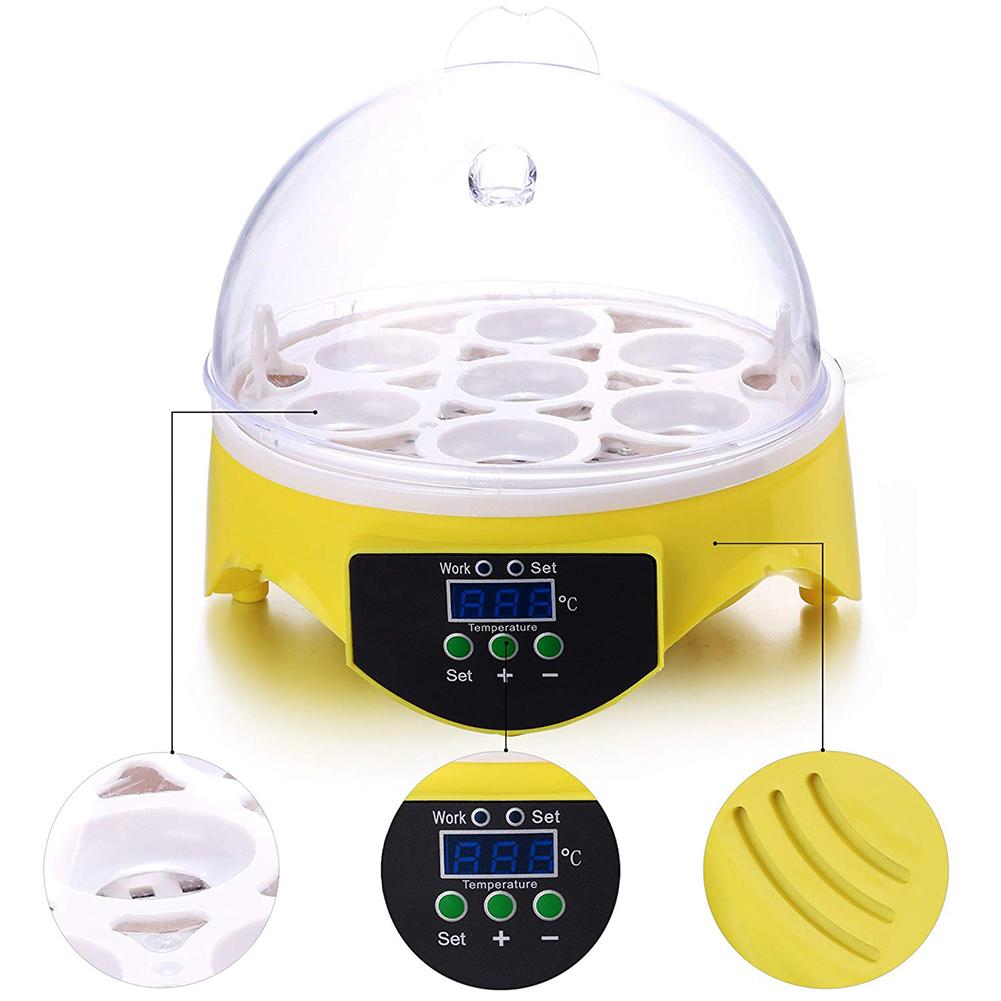 Mini 7 Egg Incubator Poultry Incubator Brooder Digital Temperature Hatchery Egg Incubator Hatcher Chicken Duck Bird Pigeon