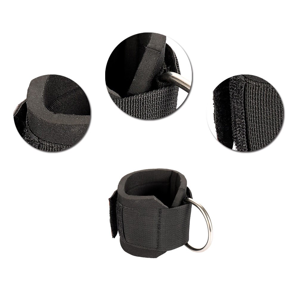 Regulowana podwójna d-pierścień zdatność kostka taśma zabezpieczająca noga trening gimnastyczny podnoszenie biodro kabel stopa pasek sprzęt robić ćwiczeń