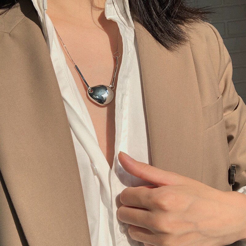 HUANZHI colgante geométrico de oro de Metal suéter cadena clavícula cadena Collar para mujeres niñas de joyería para boda