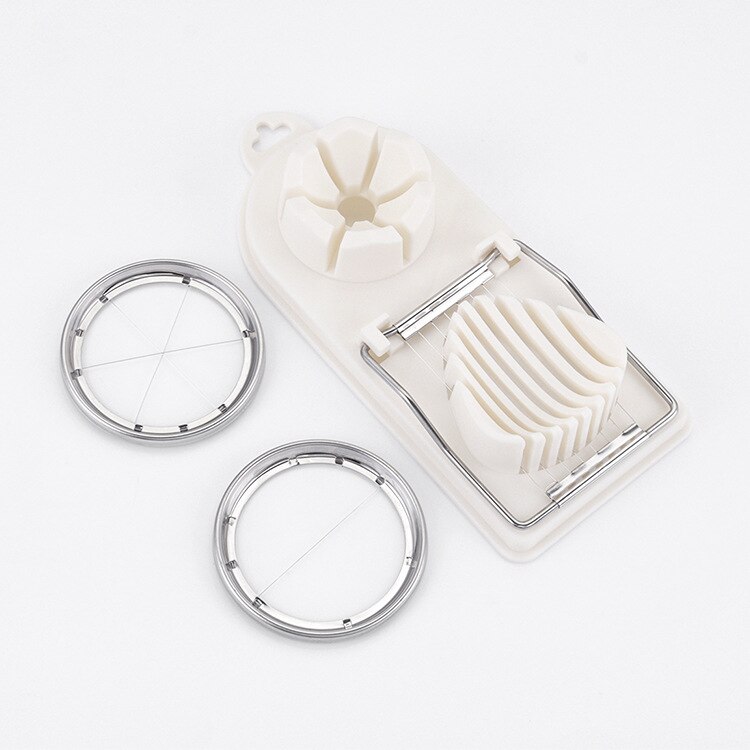 Stainless Steel Egg Slicer Egg Cutter with Handle for Hard Boiled Egg Heavy Duty Food Fruit Slicer with Six Blades Dishwasher: F