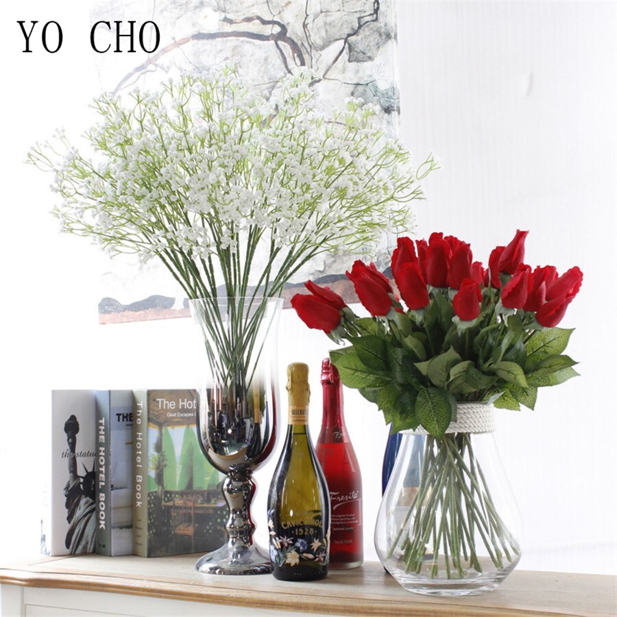 Yo cho diy bröllop bukett plast konstgjorda barnbarn bröllop håll blomma vita brudbukett brudtärna tillbehör