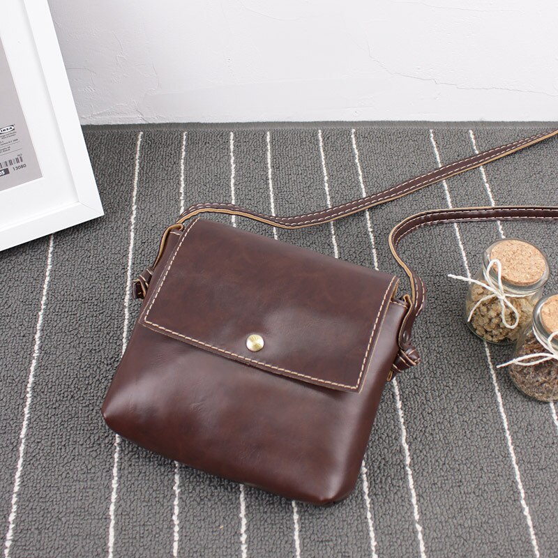 Kvinner enkel solid 6 -farger messenger skulderveske pu lær crossbody bag ryggsekk håndveske: Brun