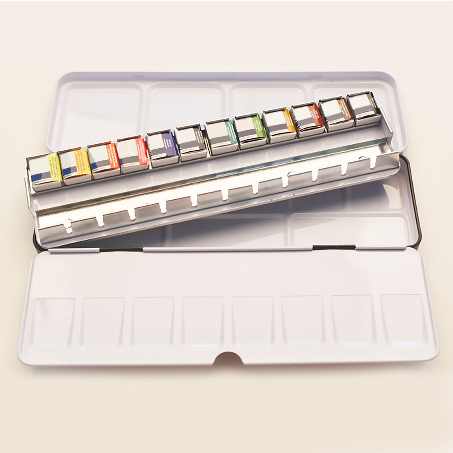 ARTEZA Empty Watercolor Palette Tin, 48 Half Pans, Customizable Portable Empty Half Pans For Watercolor Paints