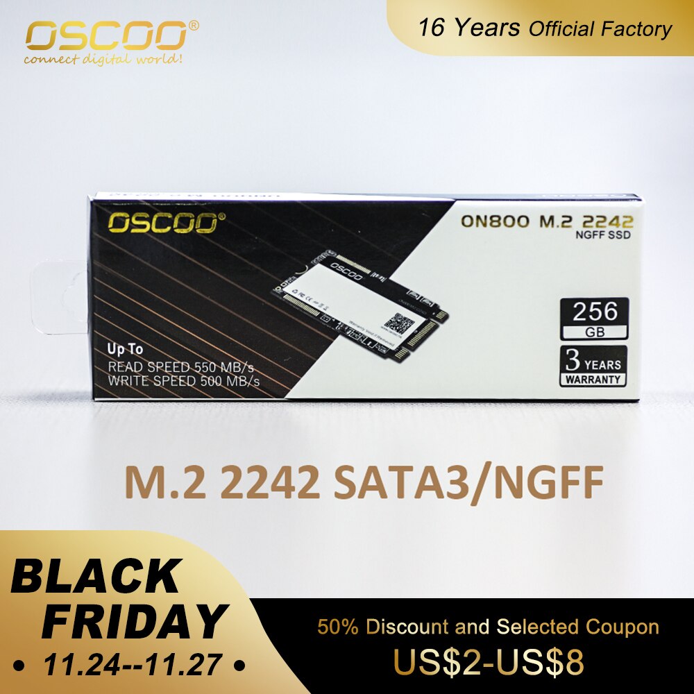 OSCOO – disque dur SSD M2 2242, Sata 256, 128 go, NGFF, 2280 go, 512 go, M.2, pour ordinateur portable et PC tout-en-un