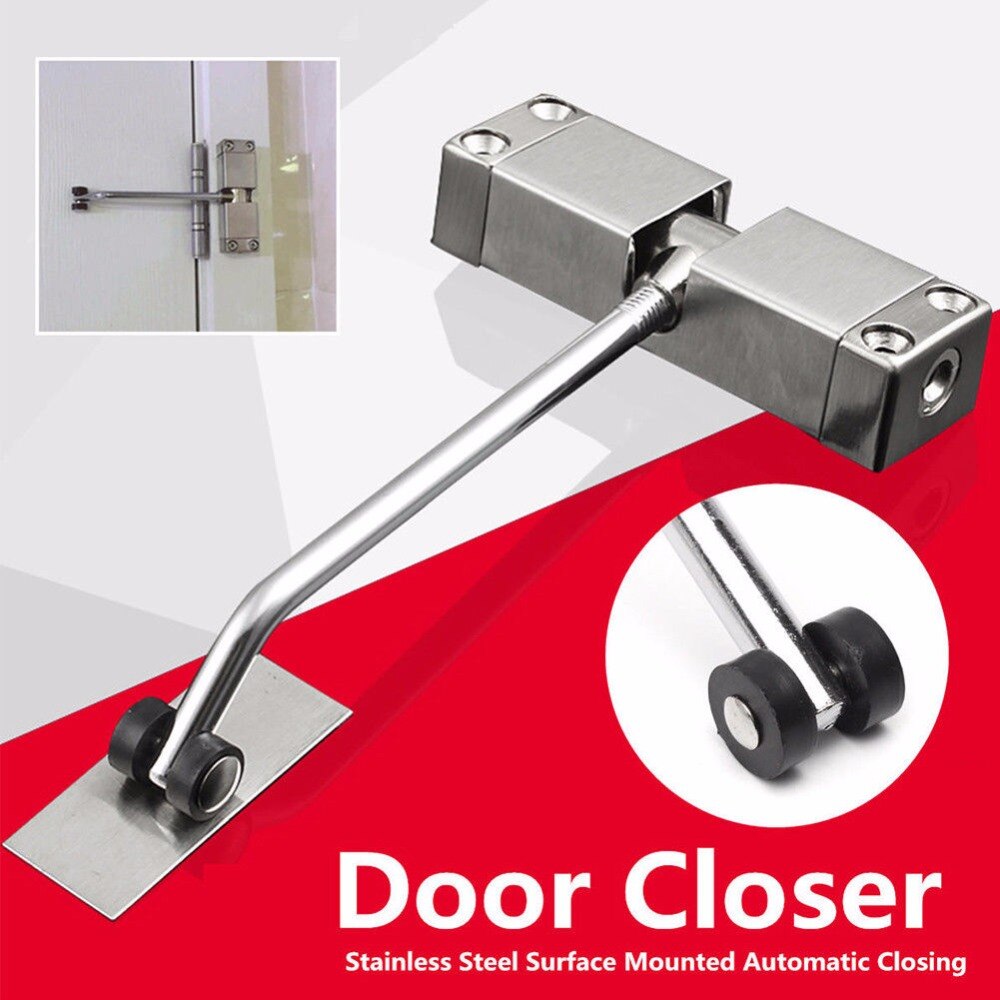 1pcs Simple Light Hydraulic Door Closer Spring Adjustable Door Closure Automatic Closing Fire Rated Door Hardware