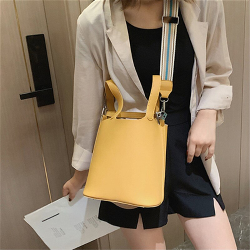 Pu leren bucket bags met hoge capaciteit voor dames, effen schoudertas, damestassen en portemonnees, dameshandtas