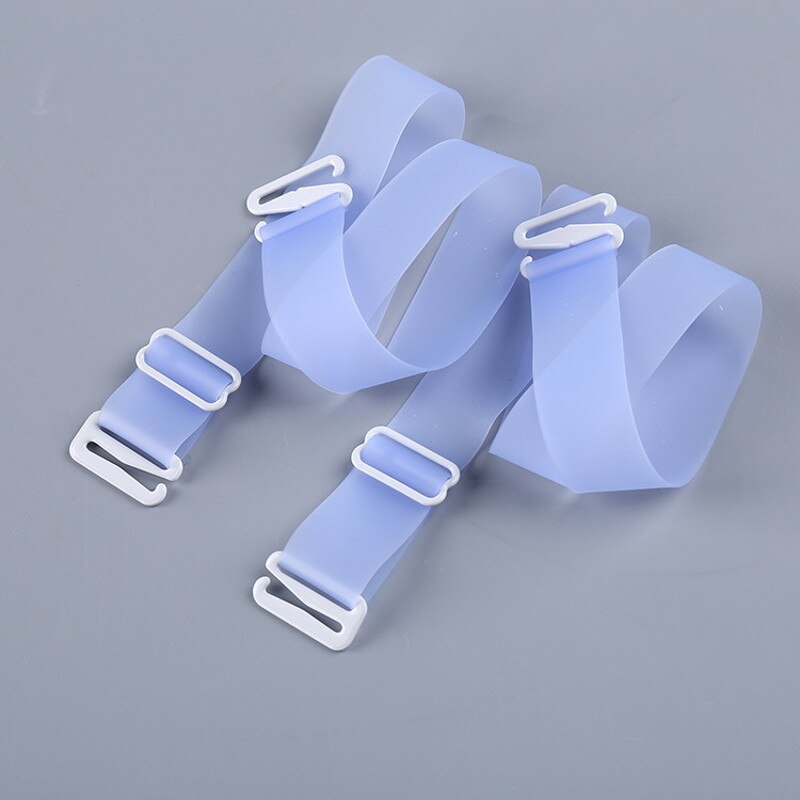 Women 1.8cm Wide Backless Clear Bra Straps Non Slip Transparent Bra Strap Adjustable Bra Extender Accessories: Blue