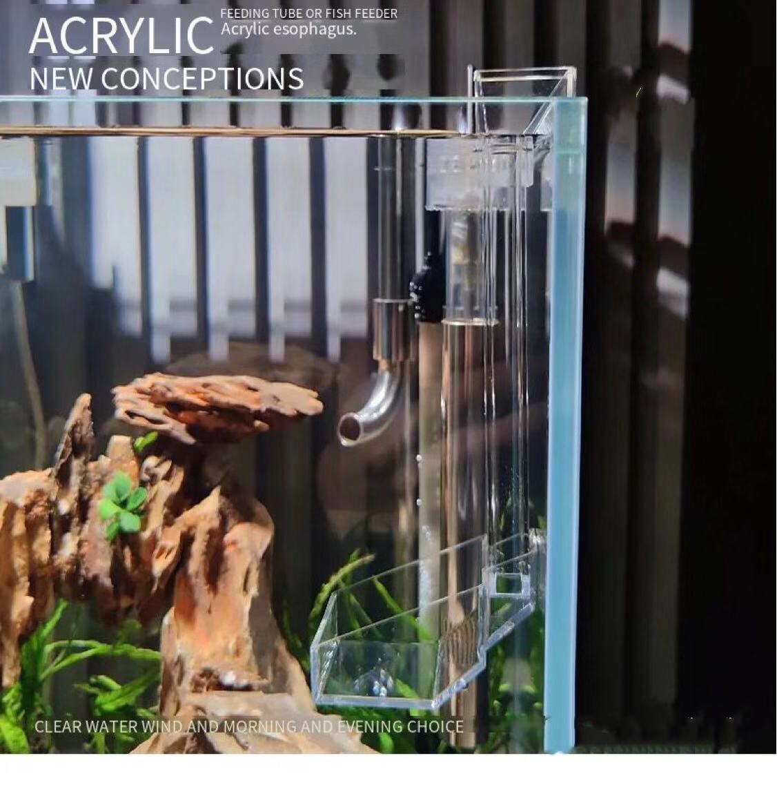 Fish tank feeding tube glass feeder transparent acrylic feeder fish shrimp turtle universal feeding aquarium accessories S. M. L