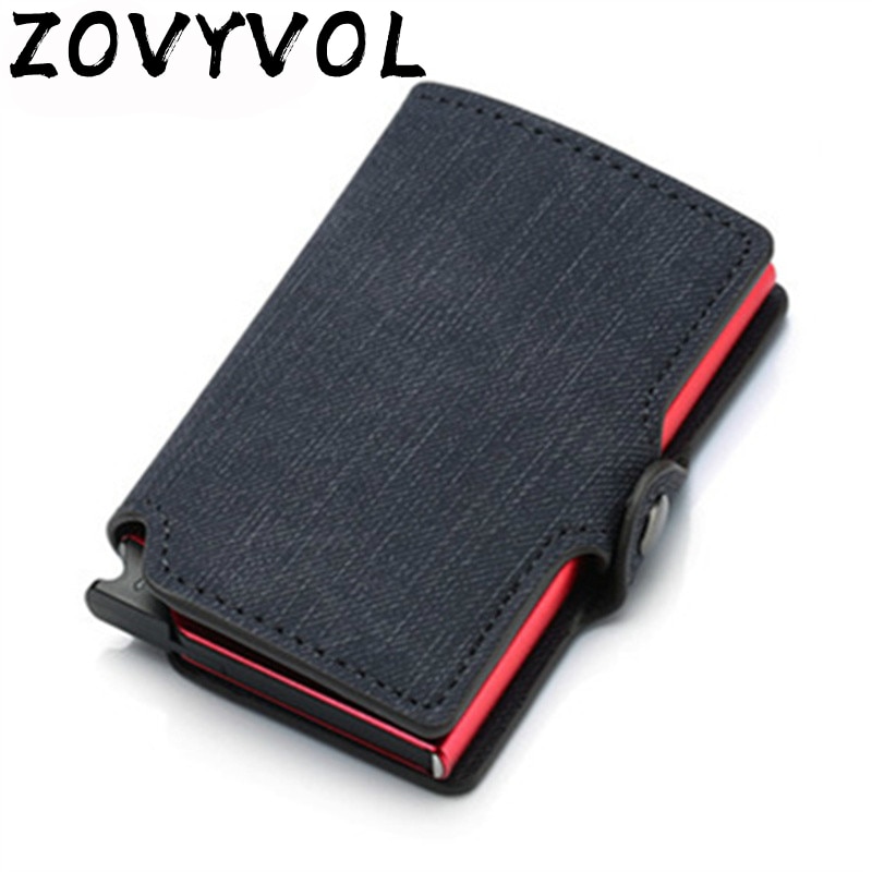 ZOVYVOL RFID carte de crédit en alliage d'aluminium porte-cartes portefeuille en cuir pour femmes porte-carte automatique