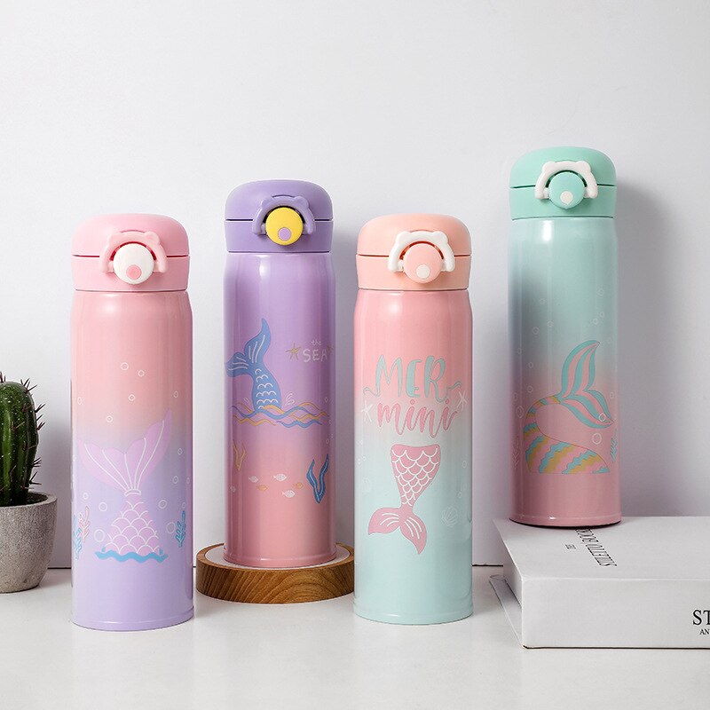 Kinderen Rvs Water Fles Cartoon Mermaid Thermos Thermos School Reizen Thermoskan Thermoskan