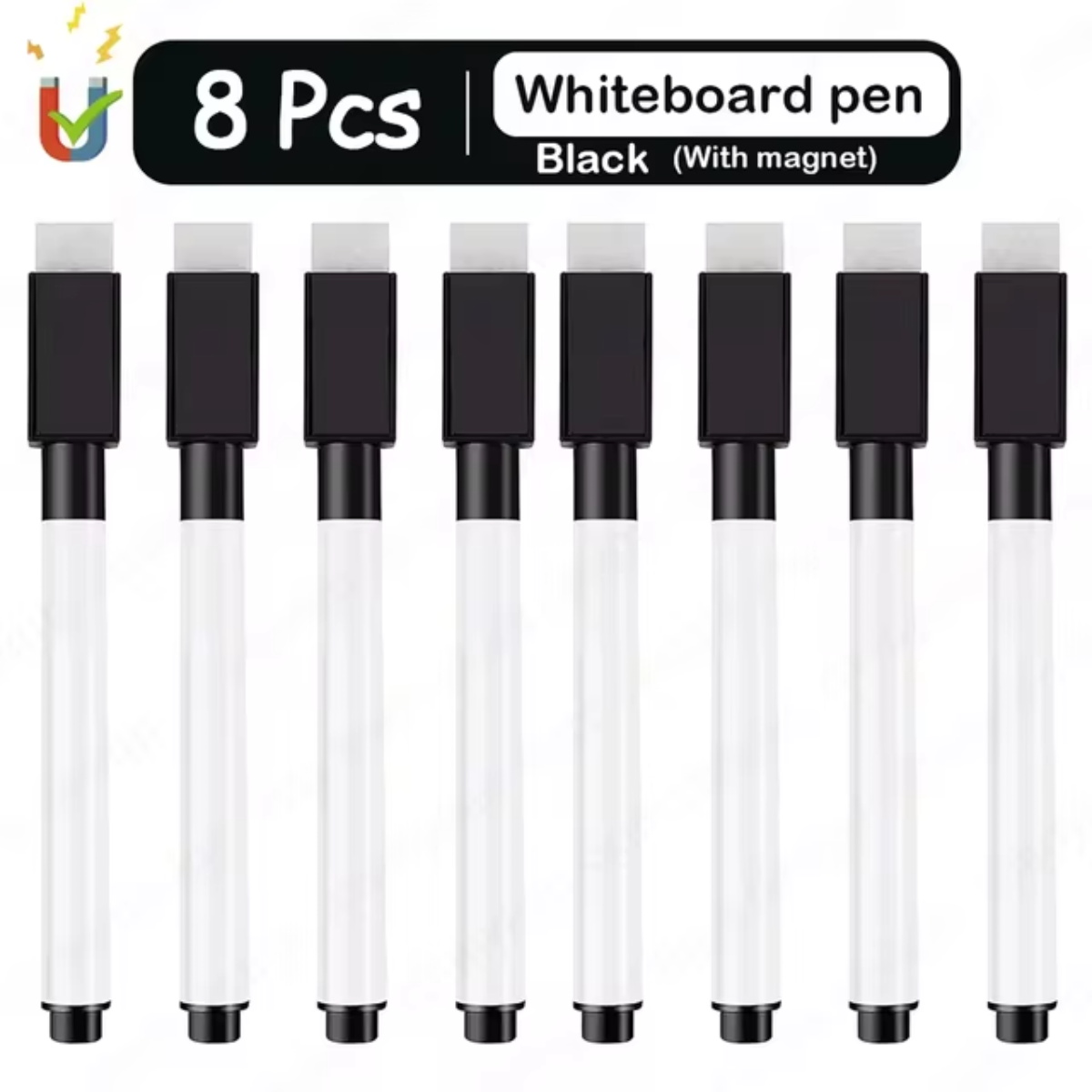 4 Stuks Zwart Droog Wissen Marker Met Gum Cap White Board Mini Dry Erase Marker Voor Kantoor Schoolbenodigdheden: Licht Groen