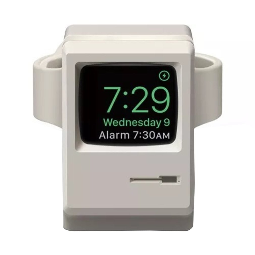 Voor Apple Watch Retro Opladen Stand Apple Watch Siliconen Opladen Nacht Modus Beugel: Default Title