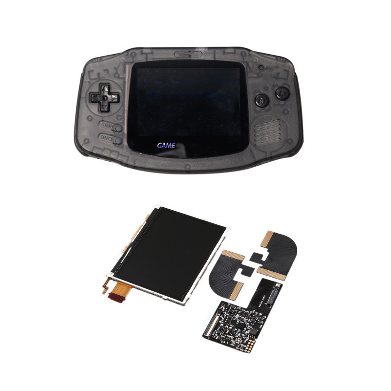 FUNNNYPLAYING For Gameboy GBA Advance ITA AGB RETRO PIXEL TFT BACKLIGHT KIT Memory Brightness Adjust The Display With Shell: ALL CLEAR BLACK ITA