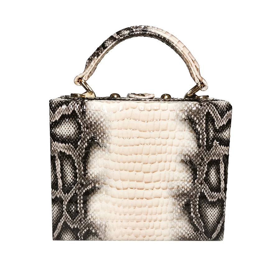 Serpent impression boîte sac à main femmes Serpentine serrure petit carré PU soirée pochette sac à bandoulière dames dîner fête sac à main personnalité