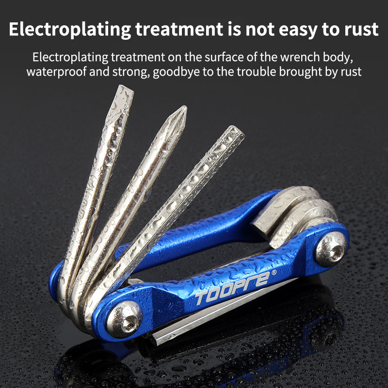 TOOPRE TL-833 Opvouwbare stalen binnenzeskantsleutelboxset Draagbaar zeshoekig middengat Multifunctioneel onderhoudsgereedschap