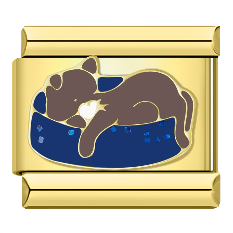 Hapiship Butterfly Cat Golden Italian Charm Links Fit 9mm Stainless Steel Bracelet Jewelry DJ1404-A: SKY BLUE