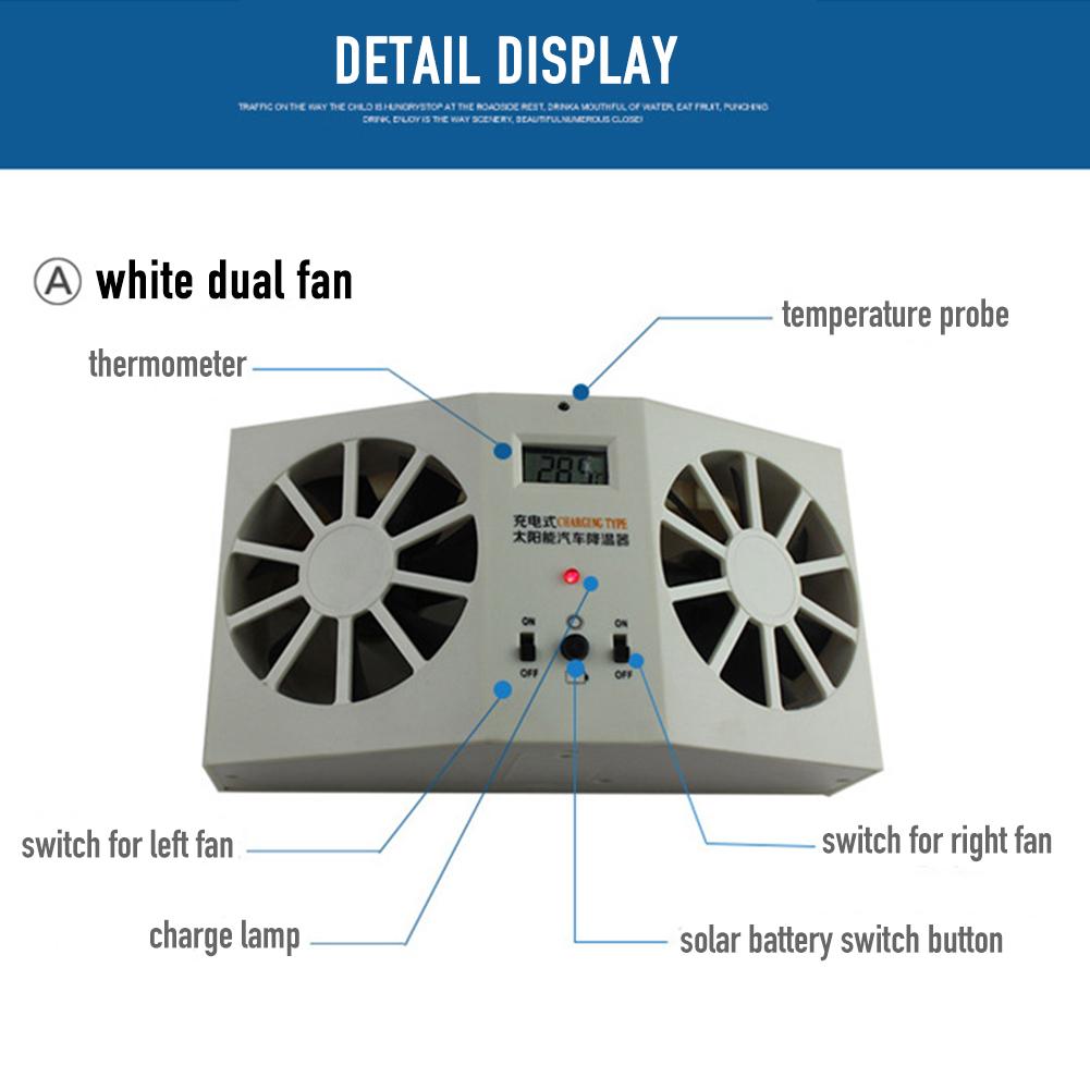 Solar-powered Charge Exhaust Fan Car Window Air Vent Exhaust Fan Auto Air Vent Cool Cooling The Battery Charge Radiator Fan
