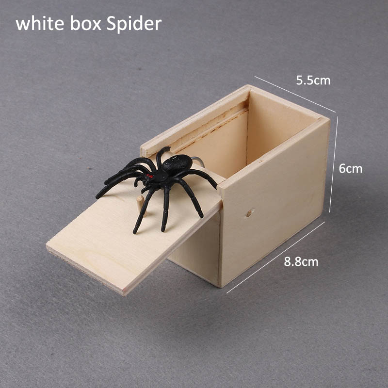 Wooden Prank Trick Practical Joke Home Office Scare Toy Box Gag Spider Kid Parents Friend Funny Play Joke Gift Surprising Box