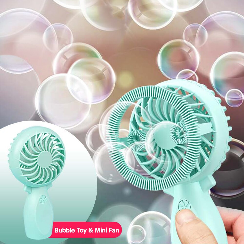 2 In 1 Handheld Fan & Bubble Blower Mini Persoonlijke Fan Bubble Machine Dual Gebruik Elektrische Ventilator Handheld Bubble Wand bubble Fan